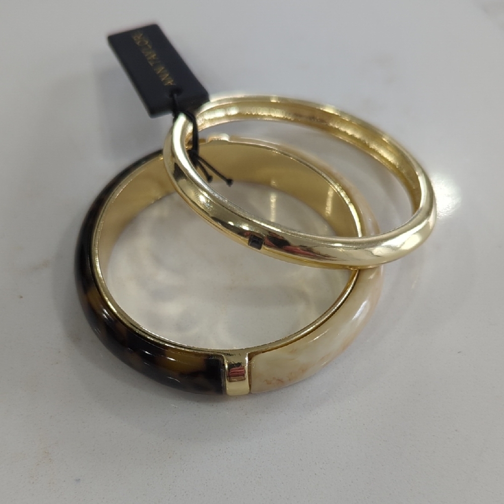 Ann Taylor Gold, Tortoise and Marbled Cream Bangle Bracelet Set